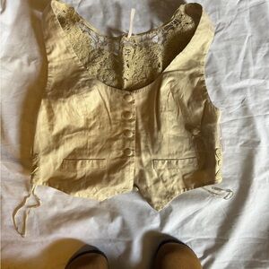 Free People Cream Crochet Lace Top